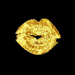 Beautiful golden luxury lips kiss