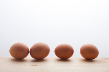 Beautiful Chicken eggs on white background 
