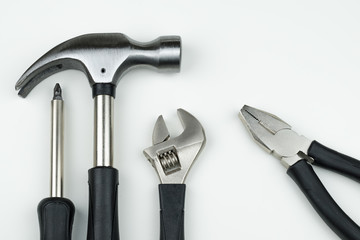 workshop concept : construction tool metal equipment industrial set