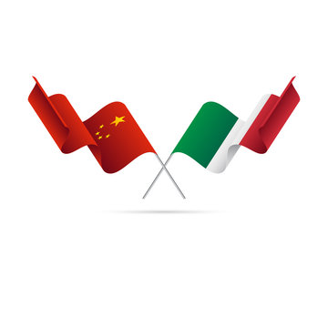 China and Italy flags. Vector illustration.