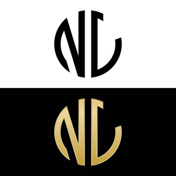 nl initial logo circle shape vector black and gold