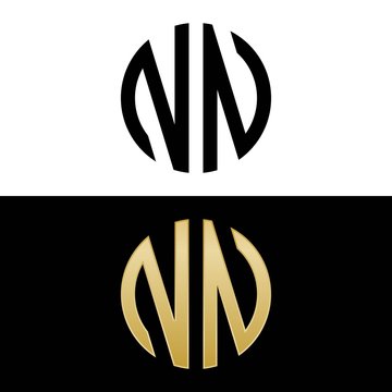 nn initial logo circle shape vector black and gold