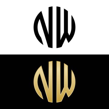 nw initial logo circle shape vector black and gold