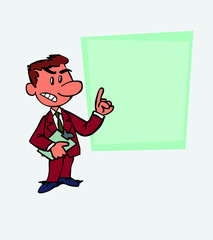 White businessman decided, somewhat angry. Is showing, as in a presentation, the data you want.