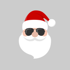 Hipster Santa Claus with cool beard and sunglasses.