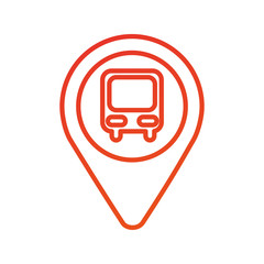 map pointer with symbol bus station for location