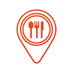 Fototapeta premium map pin pointer with cafe or restaurant sign icon