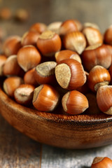 Heap of hazelnuts.
