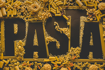 macaroni in shape of word pasta