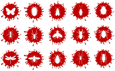 Large and detailed icons of different insects