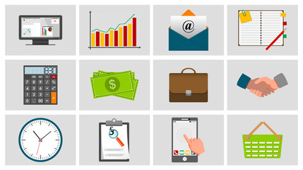 Set of large and detailed office business icons