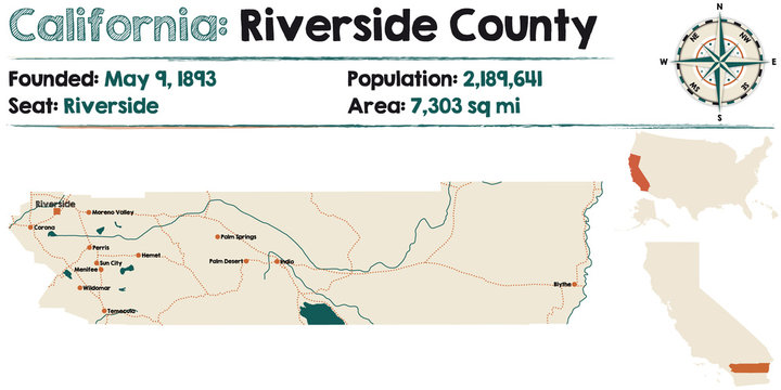 Large And Detailed Map Of California - Riverside County