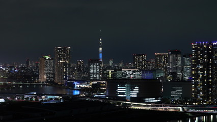 Fototapeta na wymiar Night view of Tokyo seen from Tokyo Bay