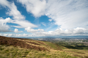 Scenic View of the city of Edinburgh with hills