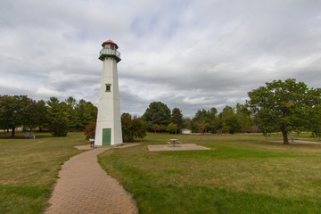  Michigan Bizarre Roadside Attractions. The Clare lighthouse is landlocked and over 50 miles from the nearest Great Lakes Coast. The lighthouse is located at the Michigan Welcome Center in Clare.