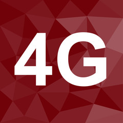 4G Datenverbindung - Icon mit geometrischem Hintergrund rot