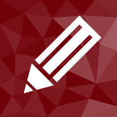 Bleistift - Icon mit geometrischem Hintergrund rot