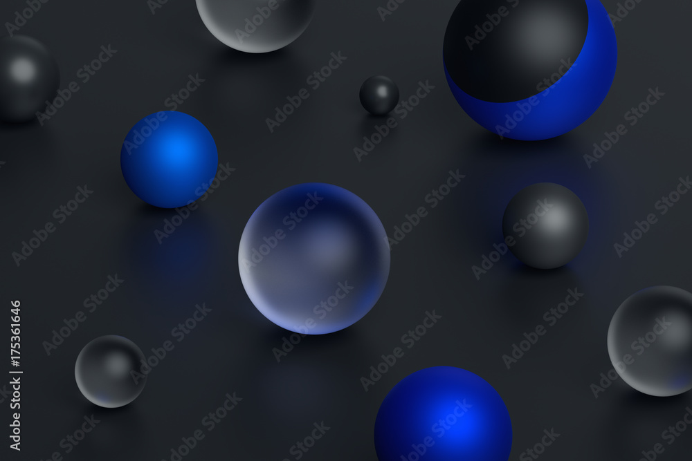 Aufkleber abstract 3d rendering of geometric shapes. composition with spheres. modern background design for po