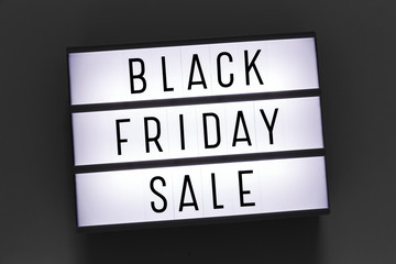 Black friday sale word on lightbox