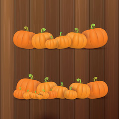 autumn vector orange pumpkins border design template for banners and thanksgiving day backgrounds.