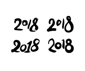Set of handwritten figures 2018 to the calendar of the coming year. Vector template design. 