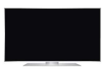 isolated OLED silver flat smart wide TV and black screen