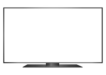 isolated OLED black flat smart wide TV and white screen