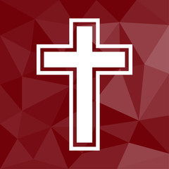 Kreuz - Glaube - Icon mit geometrischem Hintergrund rot