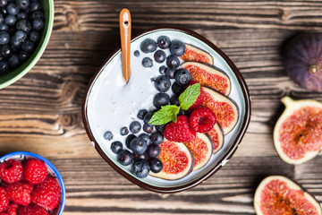 Delicious blueberry and fig yoghurt