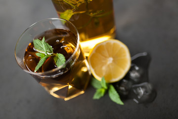 Ice tea with lemon and mint