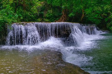Fototapeta premium Waterfall huay mae khamin in Kanchanaburi province,Thailand