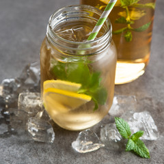 Ice tea with lemon and mint