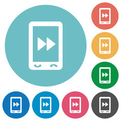 Mobile media fast forward flat round icons