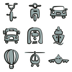 Transport Icons Freehand 2 Color