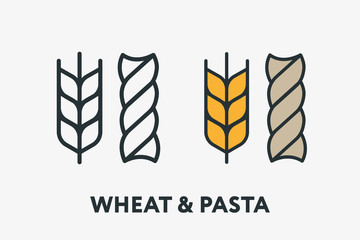 Wheat and Pasta. Bakery Flour Concept. Minimal Flat Line Outline Colorful and Stroke Icon Pictogram