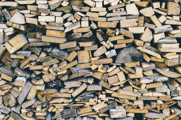 Firewood Stack In Village