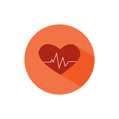 Heart pulse cardiac round icon long shadow