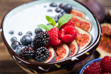 Delicious blueberry and fig yoghurt