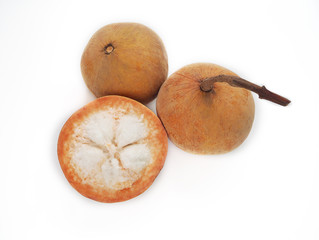 Santol fruit or sentul or red sentol or yellow santol isolated on white background.