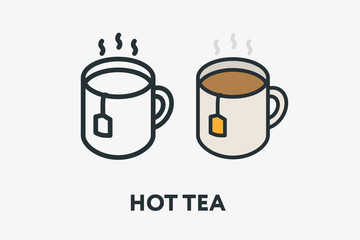Hot Tea Bag Mug Cup Minimal Flat Line Outline Colorful and Stroke Icon Pictogram