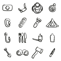 Survival Kit Icons Freehand 