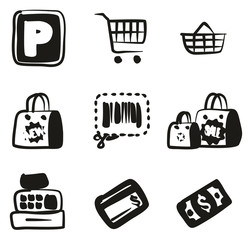 Supermarket Icons Freehand Fill