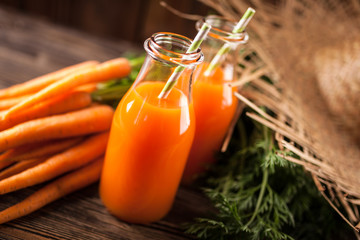 Fresh organic carrot juice