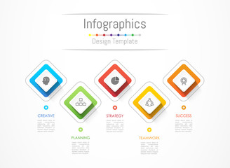 Infographic design elements for your business data with 5 options, parts, steps, timelines or processes. Vector Illustration.