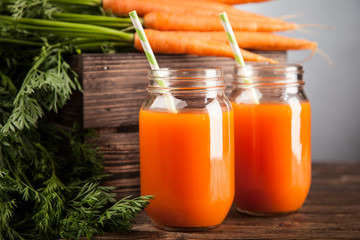 Fresh organic carrot juice