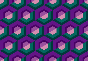 abstract seamless pattern for surface design, fabric, wrapping paper in retro disco style. concept geometry vector illustration with hexagon geometric shapes.