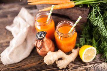 Fresh organic carrot juice