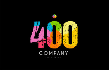 400 number grunge color rainbow numeral digit logo