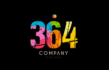 Fototapeta premium 364 number grunge color rainbow numeral digit logo