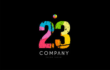 23 number grunge color rainbow numeral digit logo